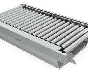 Check-weight unit with driven roller conveyor