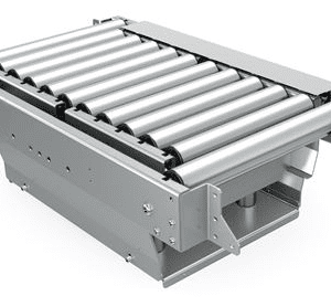 Check-weight unit with non-driven roller conveyor